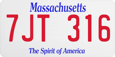 MA license plate 7JT316