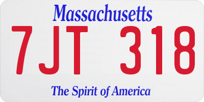 MA license plate 7JT318