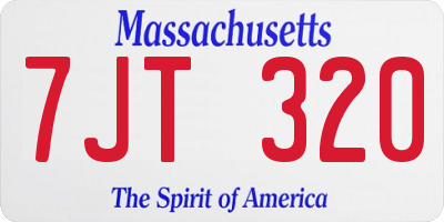 MA license plate 7JT320