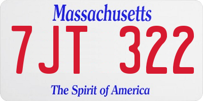 MA license plate 7JT322