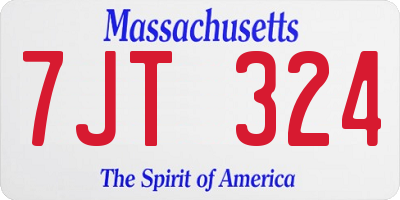 MA license plate 7JT324