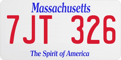 MA license plate 7JT326