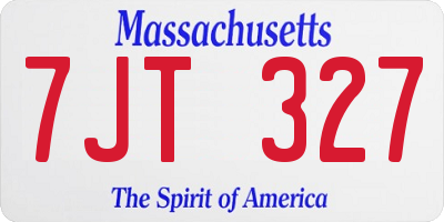 MA license plate 7JT327