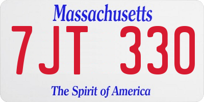 MA license plate 7JT330