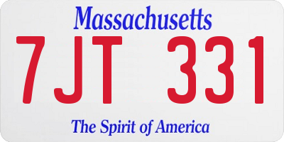 MA license plate 7JT331