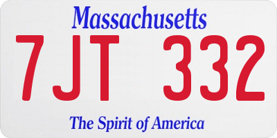 MA license plate 7JT332
