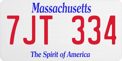 MA license plate 7JT334