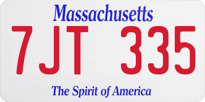 MA license plate 7JT335