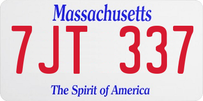 MA license plate 7JT337