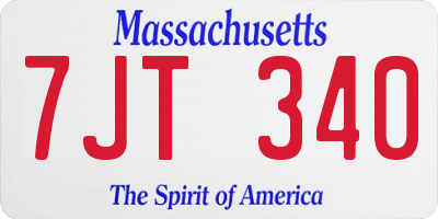 MA license plate 7JT340