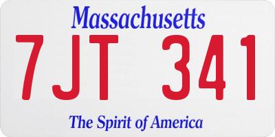 MA license plate 7JT341