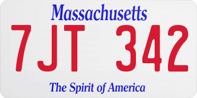 MA license plate 7JT342