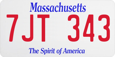 MA license plate 7JT343