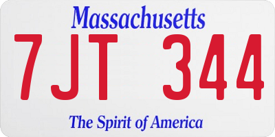 MA license plate 7JT344