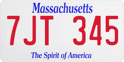 MA license plate 7JT345