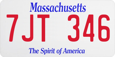 MA license plate 7JT346
