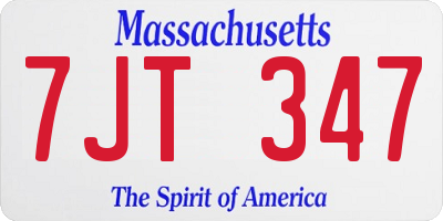 MA license plate 7JT347