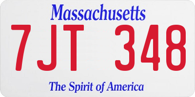 MA license plate 7JT348