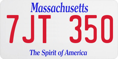 MA license plate 7JT350