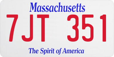 MA license plate 7JT351