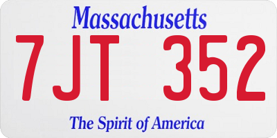 MA license plate 7JT352