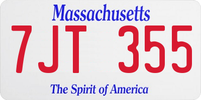 MA license plate 7JT355