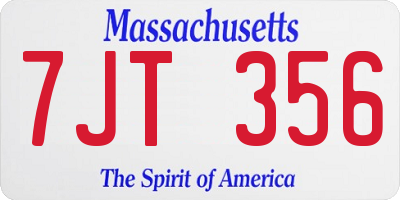 MA license plate 7JT356