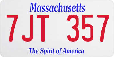 MA license plate 7JT357