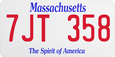 MA license plate 7JT358