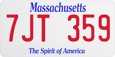 MA license plate 7JT359