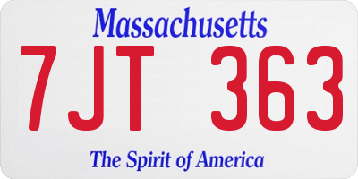 MA license plate 7JT363