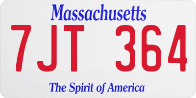 MA license plate 7JT364