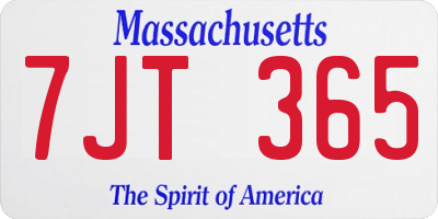 MA license plate 7JT365