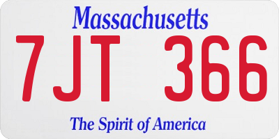 MA license plate 7JT366