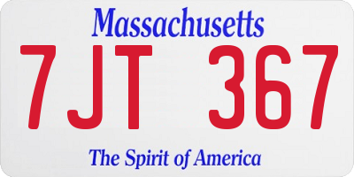 MA license plate 7JT367