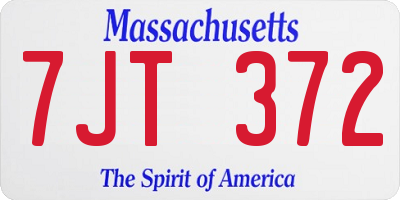 MA license plate 7JT372
