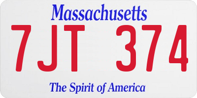 MA license plate 7JT374