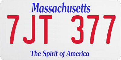 MA license plate 7JT377