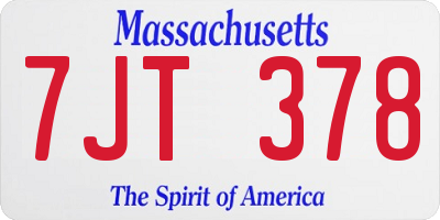 MA license plate 7JT378