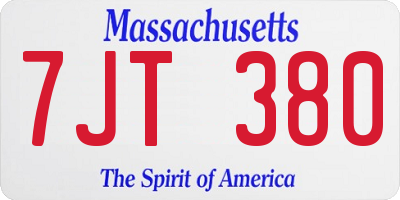 MA license plate 7JT380