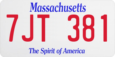 MA license plate 7JT381