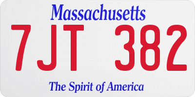 MA license plate 7JT382