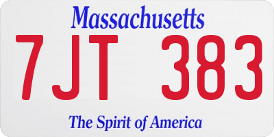 MA license plate 7JT383