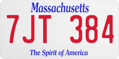 MA license plate 7JT384