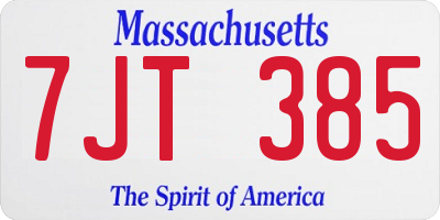 MA license plate 7JT385