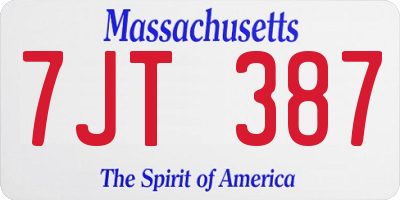 MA license plate 7JT387