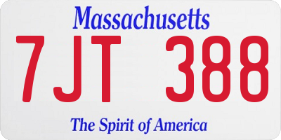 MA license plate 7JT388