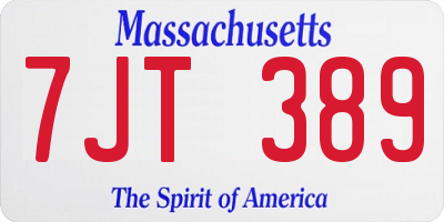 MA license plate 7JT389