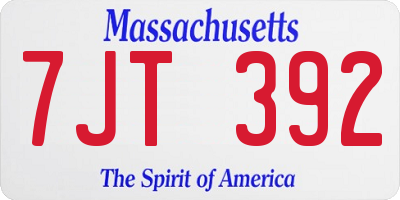 MA license plate 7JT392