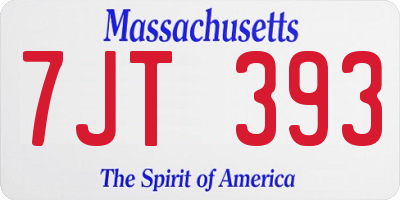 MA license plate 7JT393